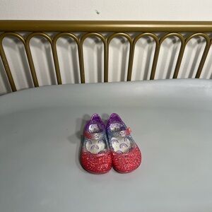 Girl toddler Glitter Jelly Shoes - comfortable Purple & Red with Velcro strap